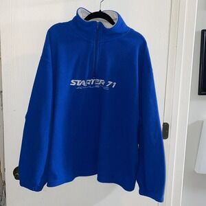 Rare Vintage Y2K Men's  Starter 71 Athletics Blue 1/4 Zip Fleece XL